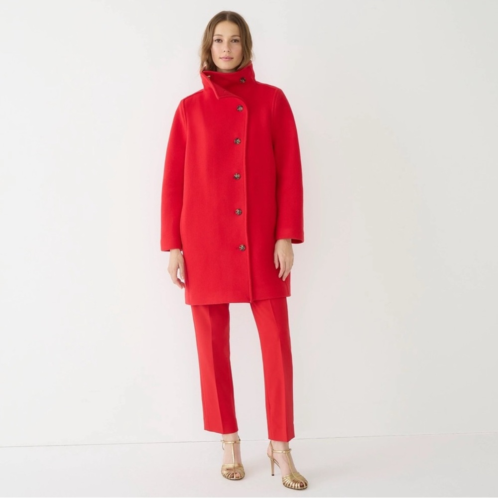 J. Crew Villa Italian Stadium Cloth Jacket size 00 Red Excellent condition